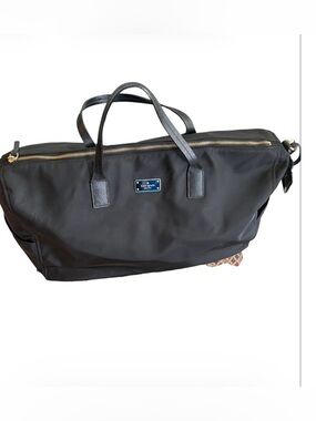 Kate Spade New York Black Nylon Weekender Duffel Travel Carry On Bag